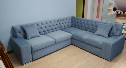 Перетяжка углового дивана на дому.  Туапсе